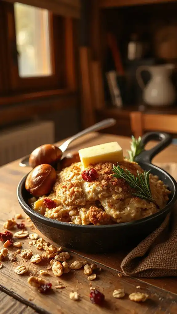 warm chestnut oatmeal topping