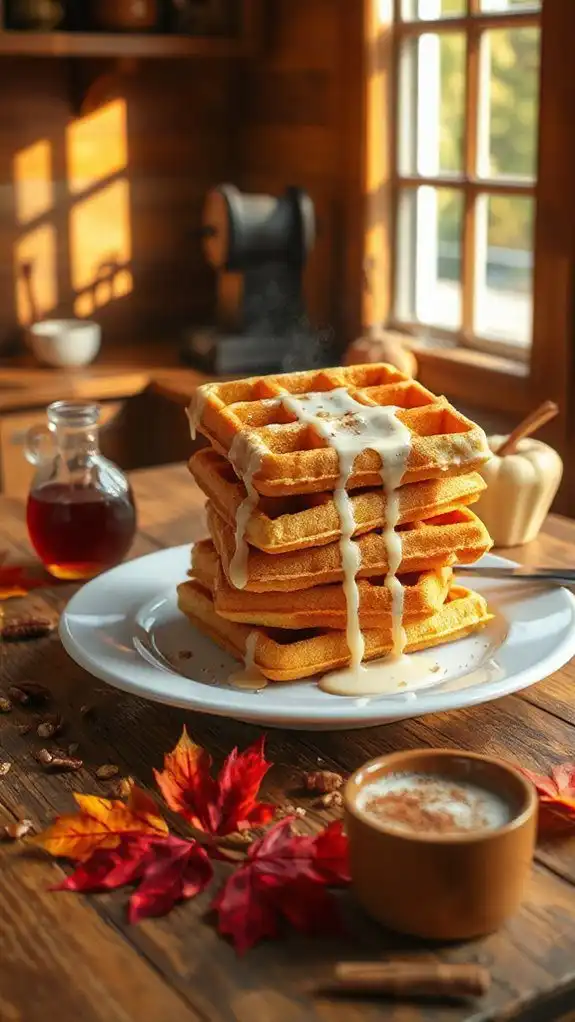 warm cinnamon roll waffles