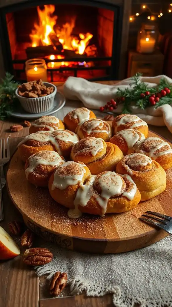 warm cinnamon rolls with toppings