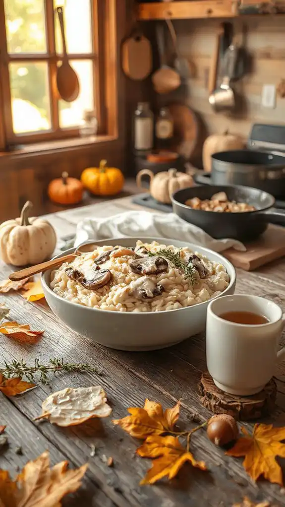 warm comforting mushroom risotto