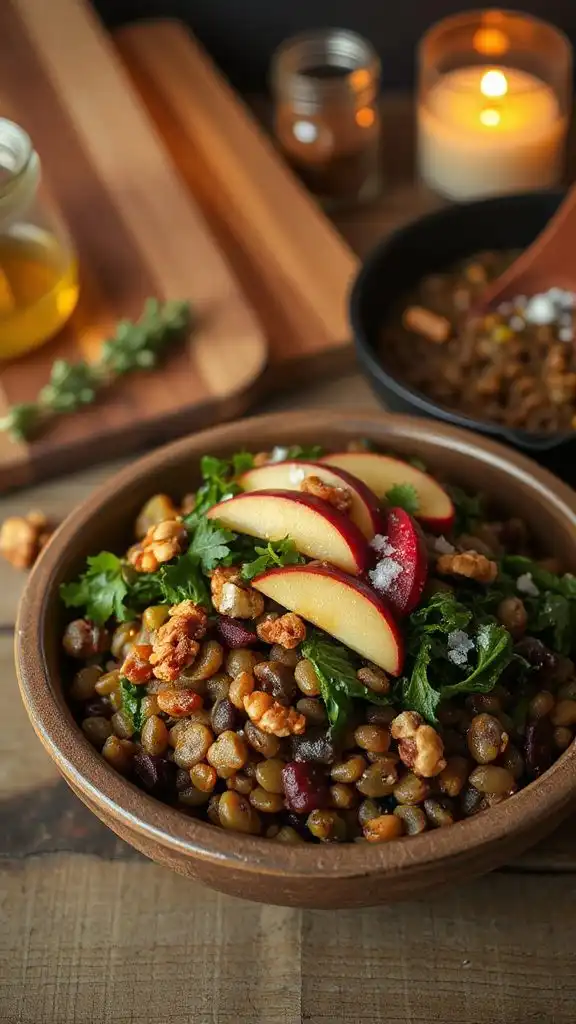 warm lentil apple bowls