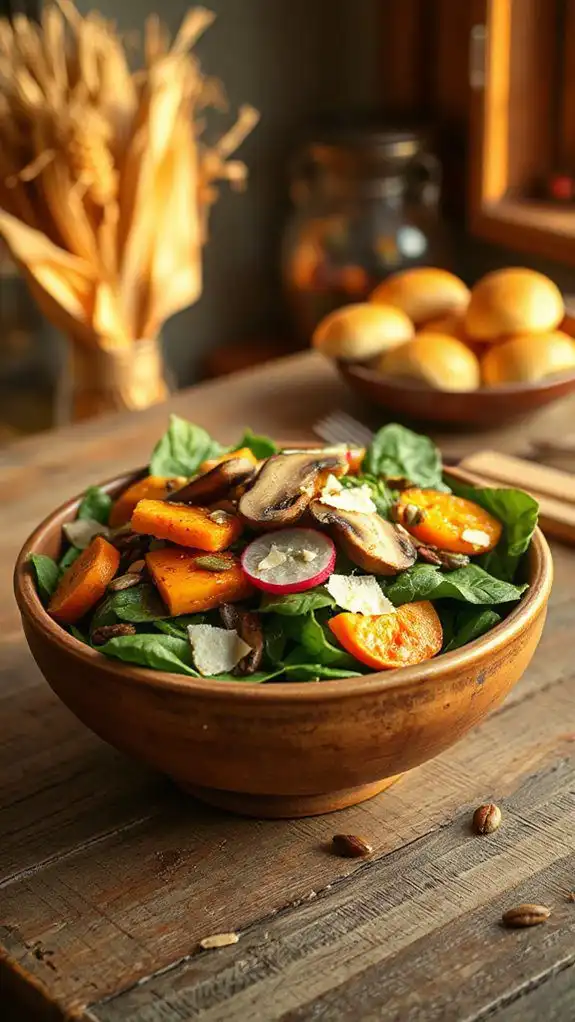 warm mushroom spinach salad