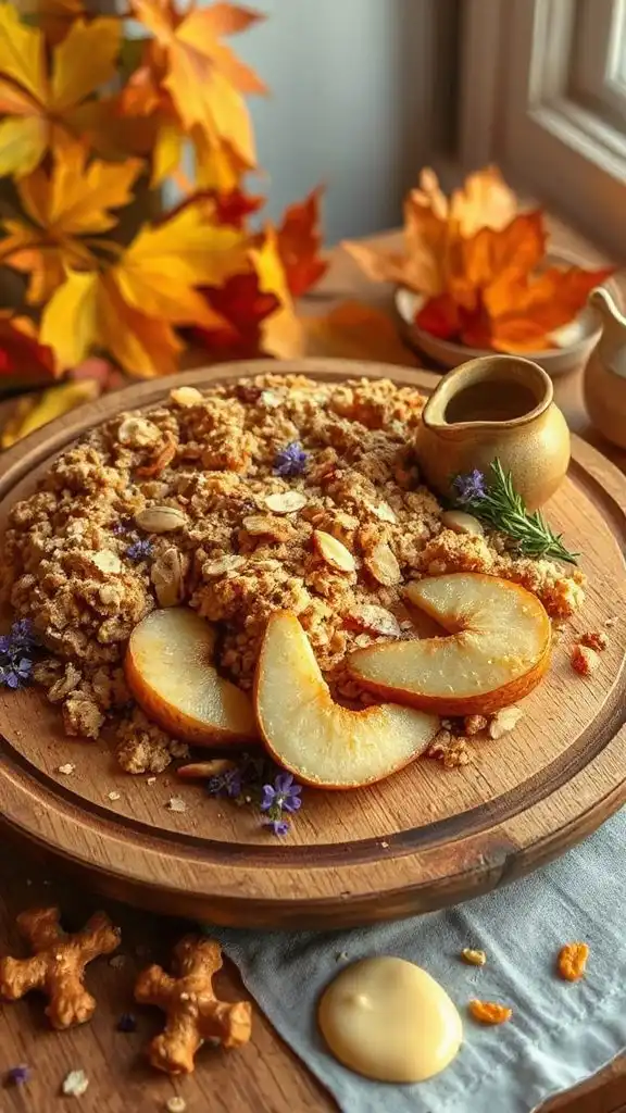 warm nutty pear crumble