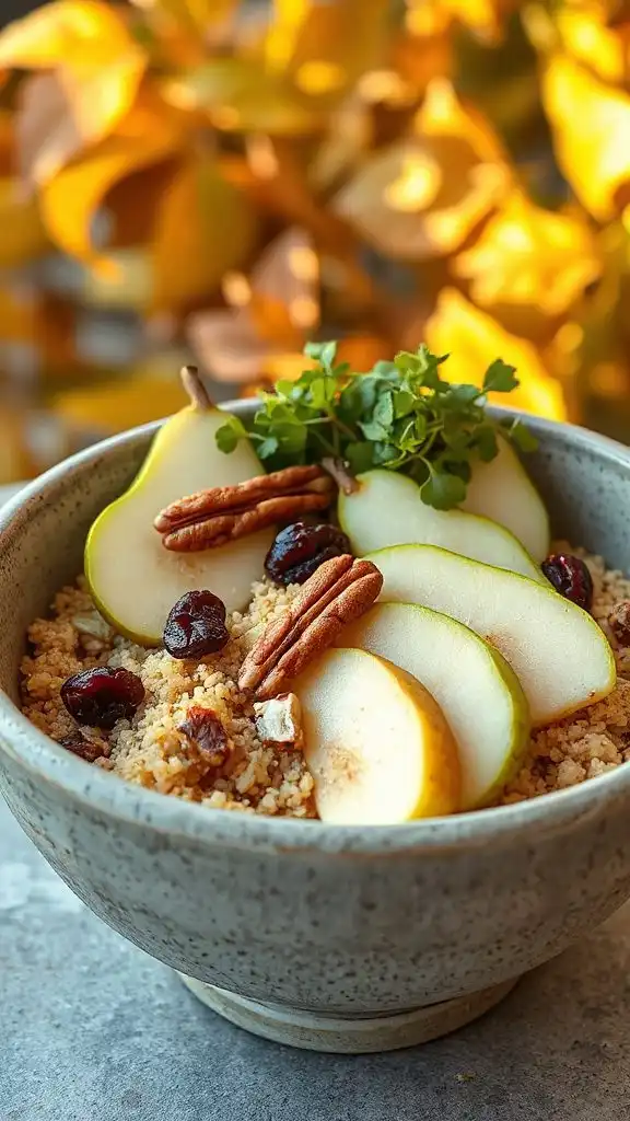 warm pear ginger quinoa bowl