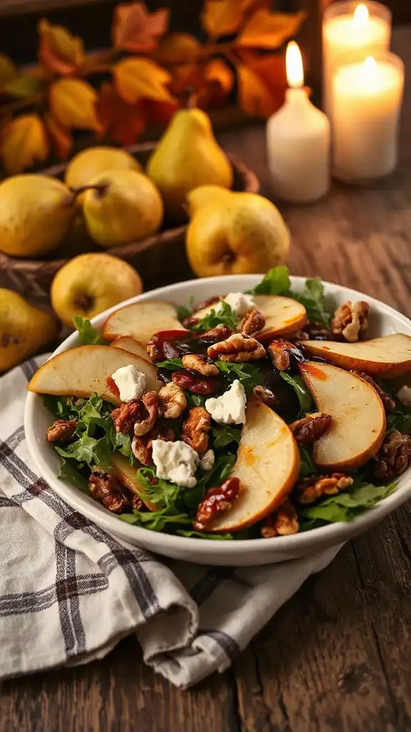 warm pear walnut salad
