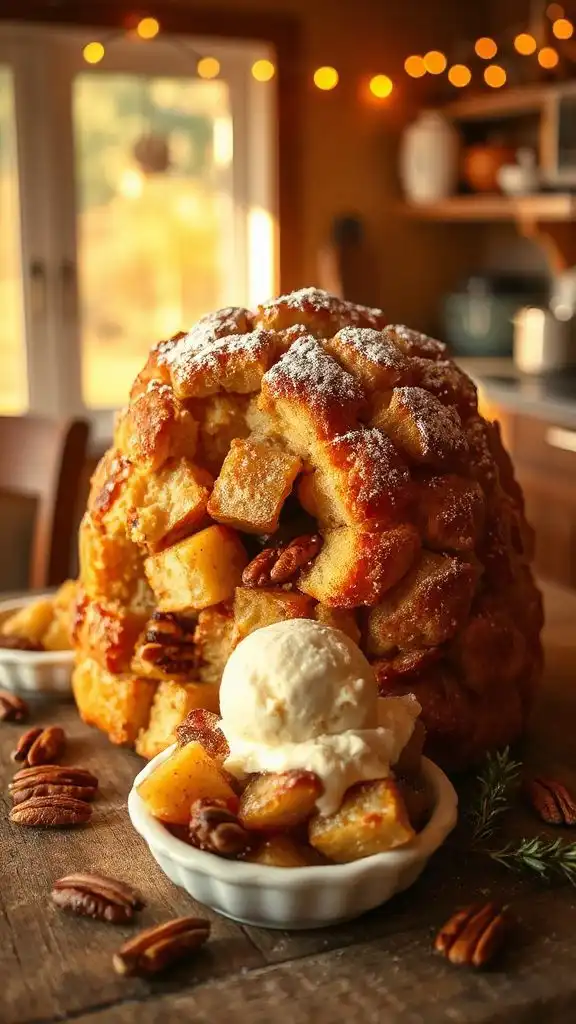 warm spiced apple bread pudding