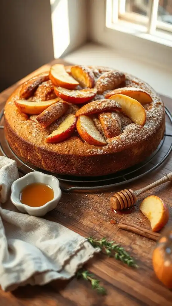 warm spiced apple honey cake