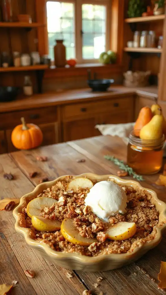 warm spiced pear crisp