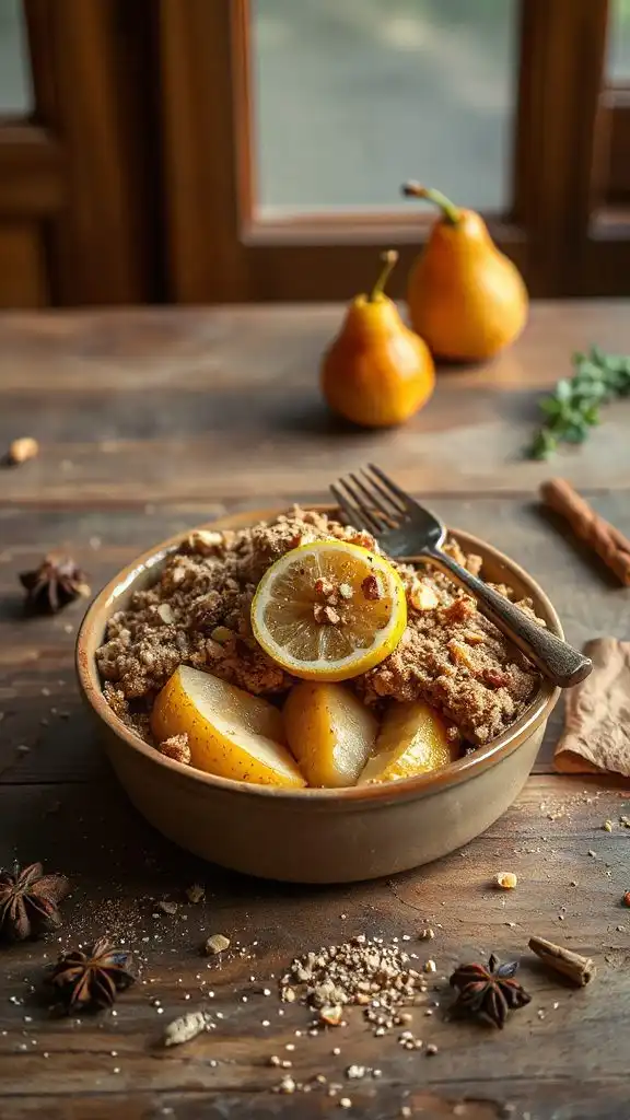 warm spiced pear dessert