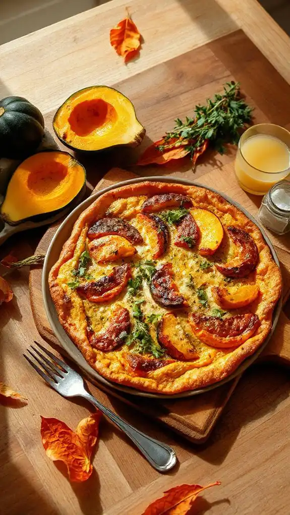 warm squash thyme frittata
