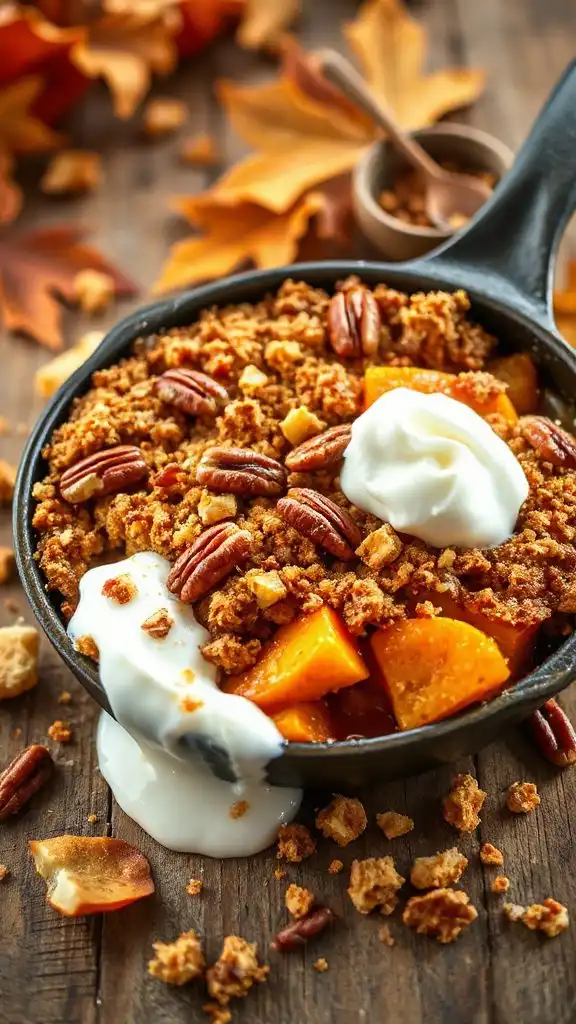 warm sweet potato apple crisp