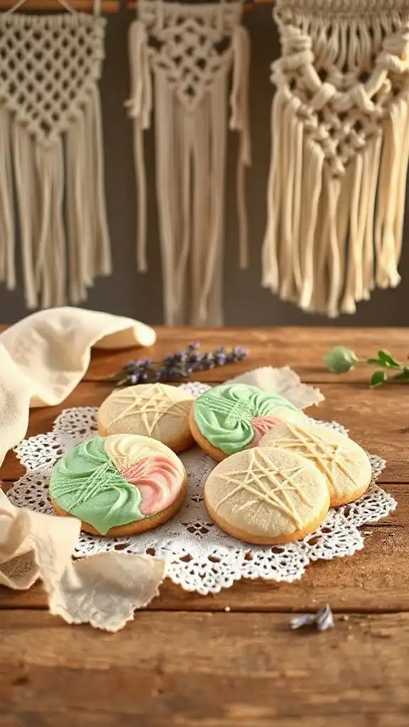 whimsical boho patterned cookies
