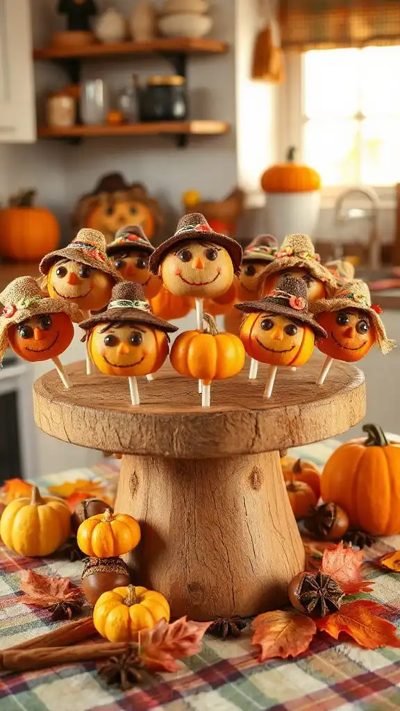 whimsical scarecrow cake pops