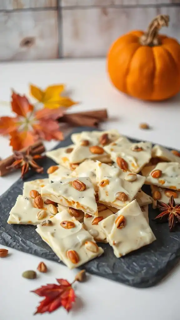 white chocolate pumpkin seed brittle