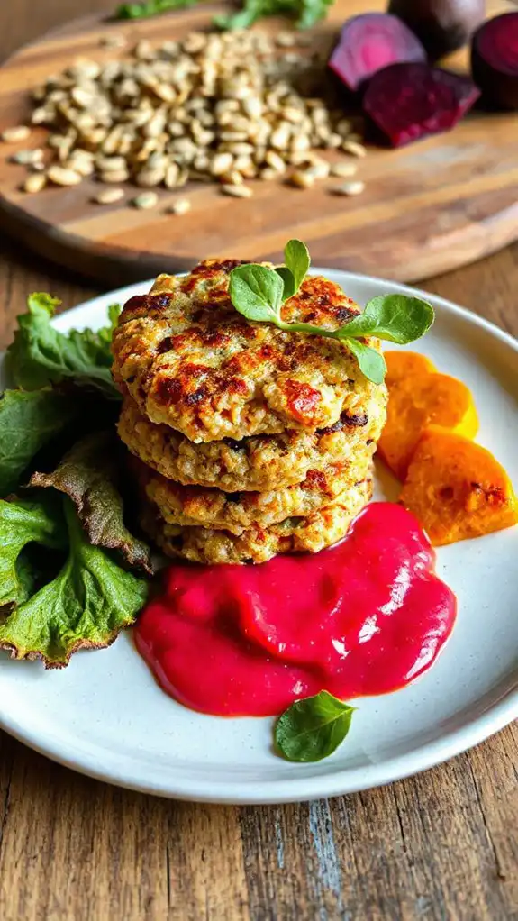 wholesome beet quinoa cakes