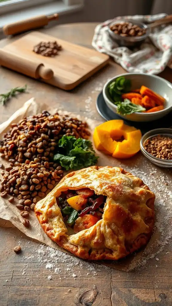 wholesome vegetarian lentil pasty