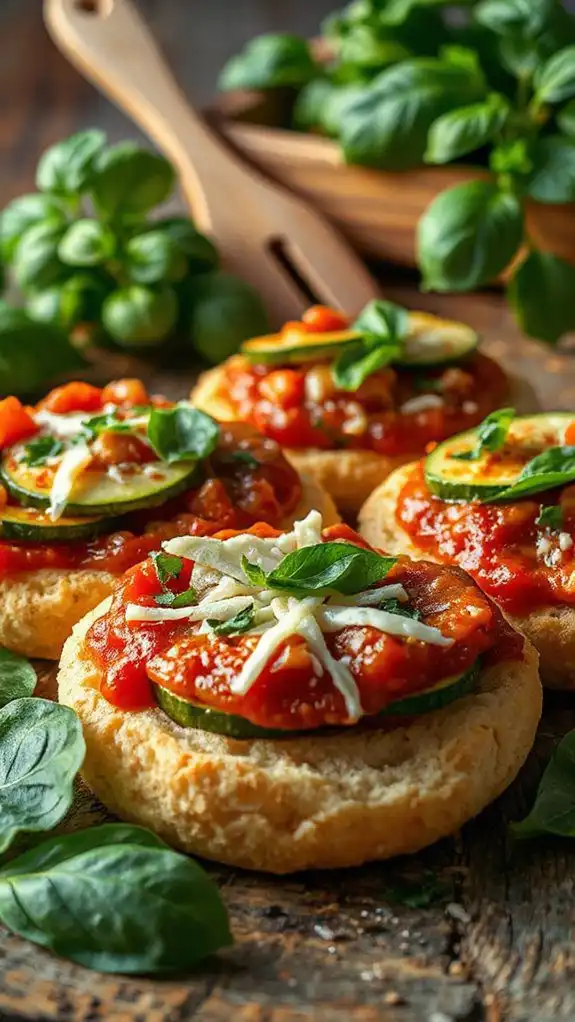 zucchini basil mini pizzas