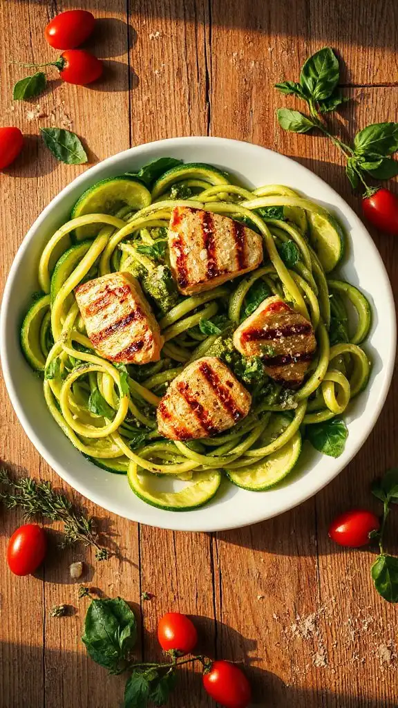 zucchini noodles with grilled chicken