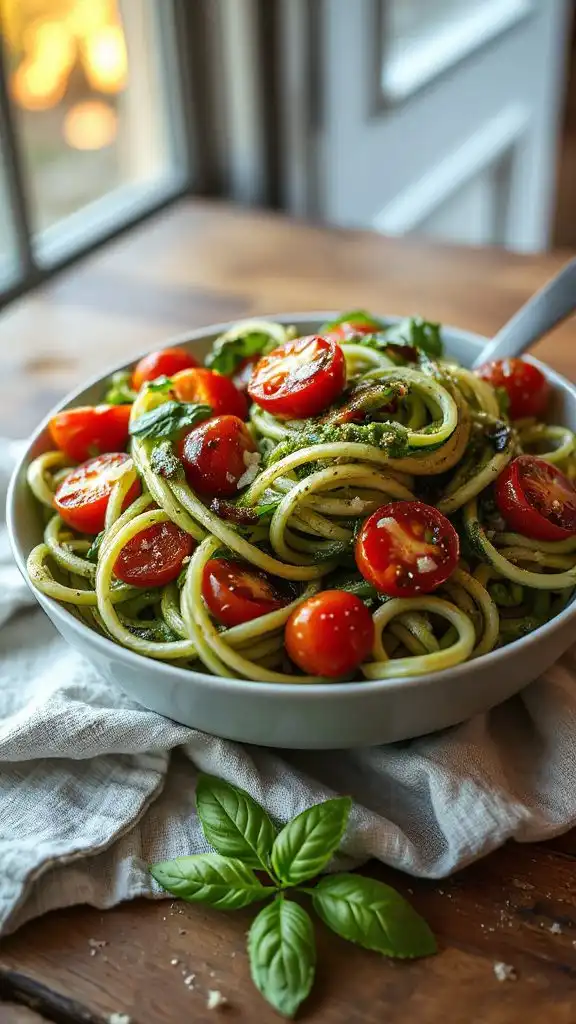 zucchini noodles with pesto