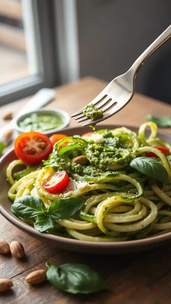 zucchini noodles with pesto