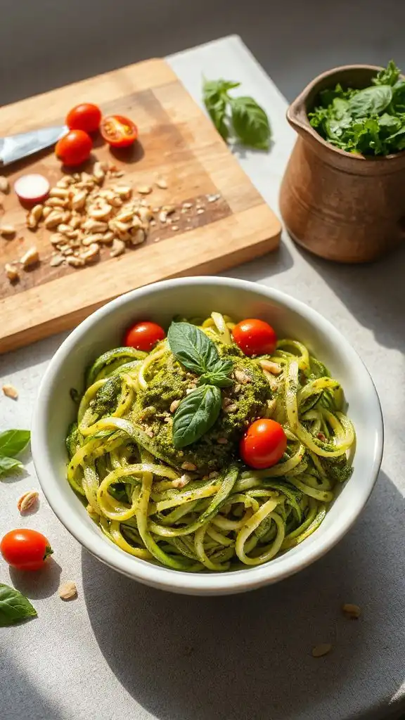 zucchini noodles with pesto zucchini noodles with pesto