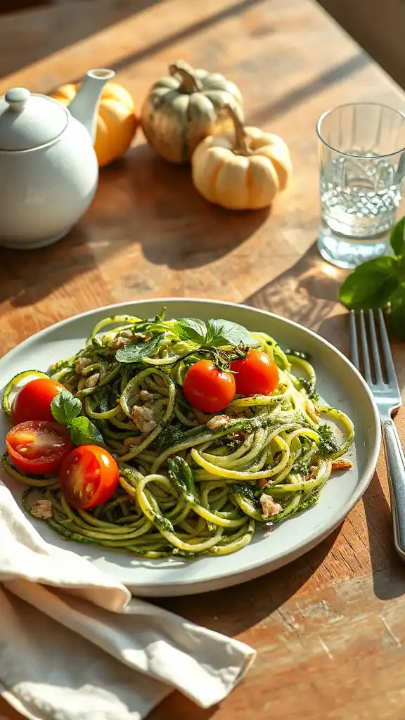 zucchini noodles with pesto zucchini noodles with pesto