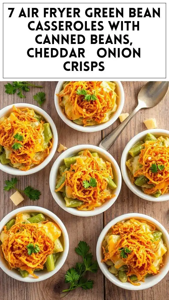 7 Air Fryer Green Bean Casseroles With Canned Beans, Cheddar & Onion Crisps