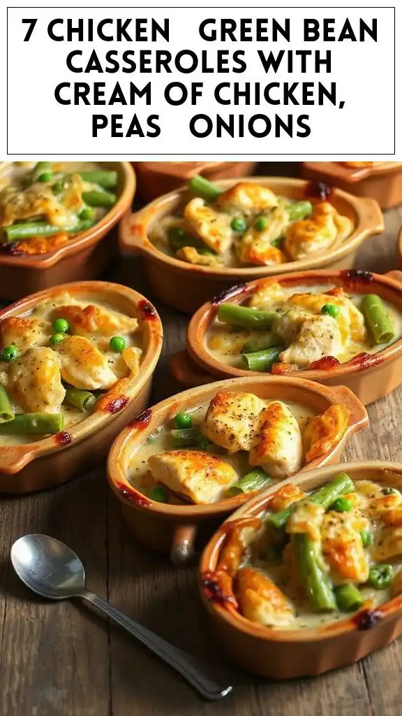 7 Chicken Green Bean Casseroles With Cream of Chicken, Peas & Onions