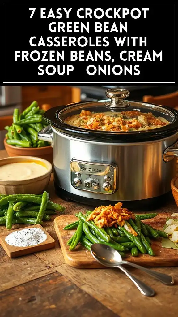 7 Easy Crockpot Green Bean Casseroles With Frozen Beans, Cream Soup & Onions