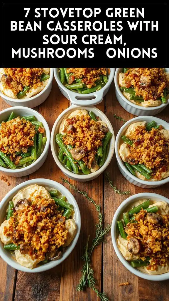 7 Stovetop Green Bean Casseroles With Sour Cream, Mushrooms & Onions
