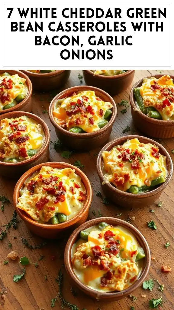 7 White Cheddar Green Bean Casseroles With Bacon, Garlic & Onions