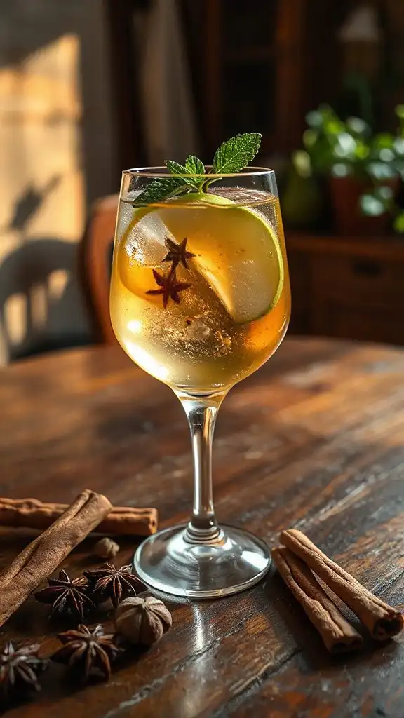 alcohol free pear herbal mocktail