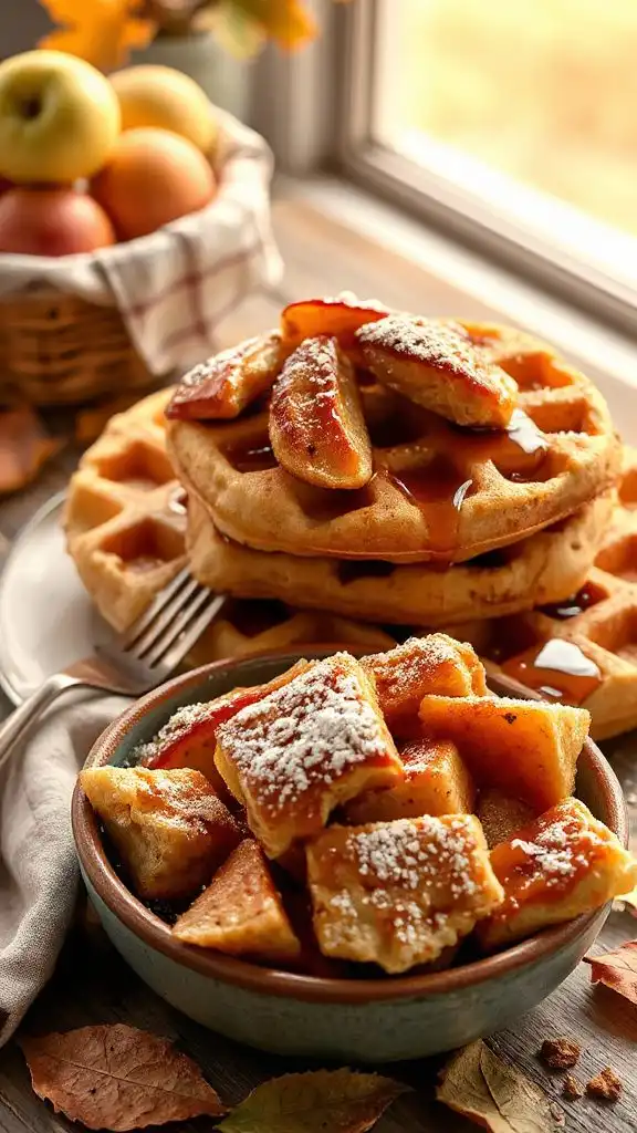 apple flavored waffles delightfully served