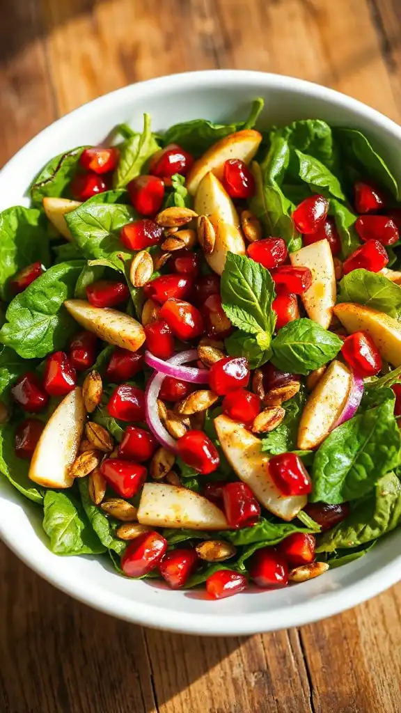 apple pomegranate spinach salad