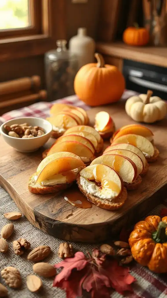 autumn inspired apple brie crostini