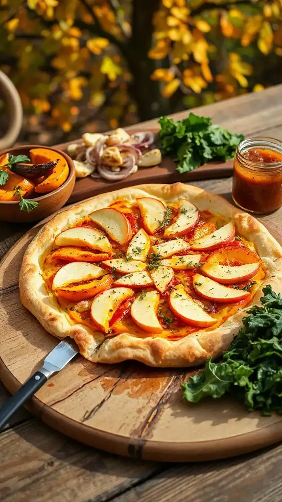 autumn inspired apple cheese pizza