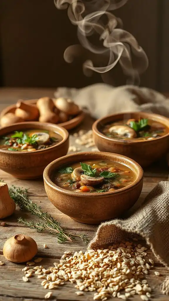 autumn mushroom barley soups