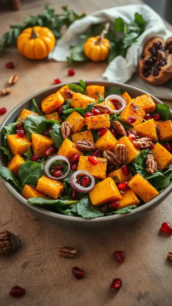 autumn pumpkin pomegranate salad