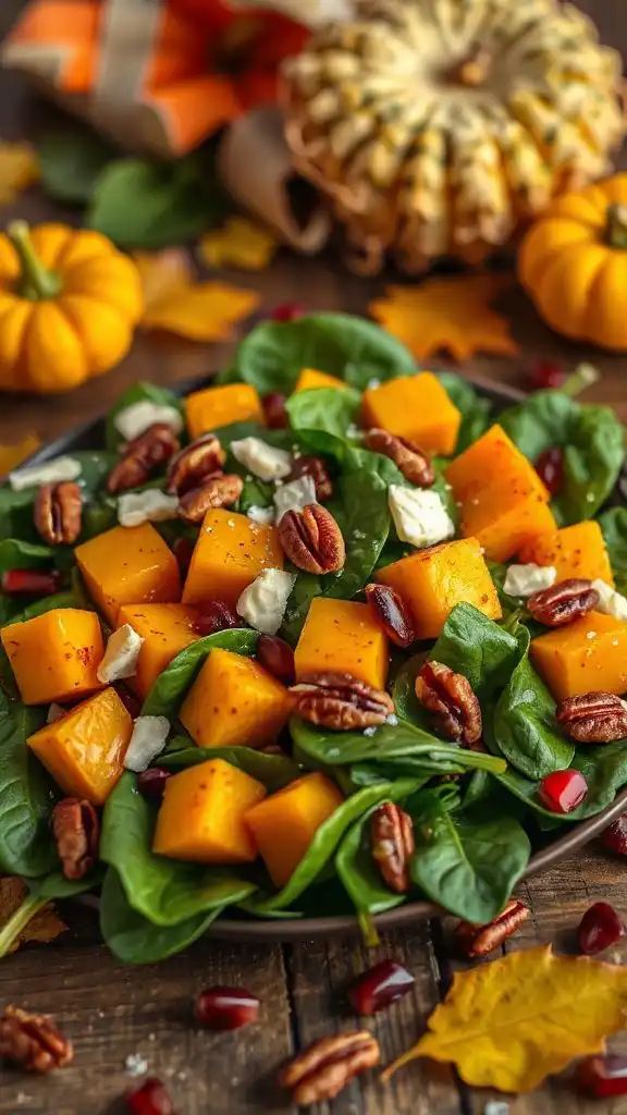 autumn squash spinach salad
