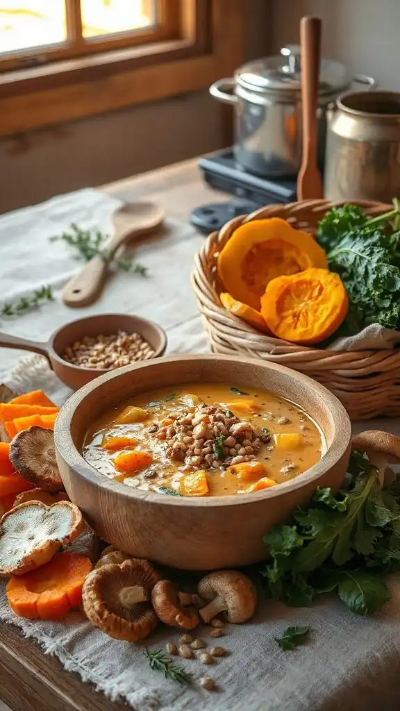 autumn vegetable broth soup