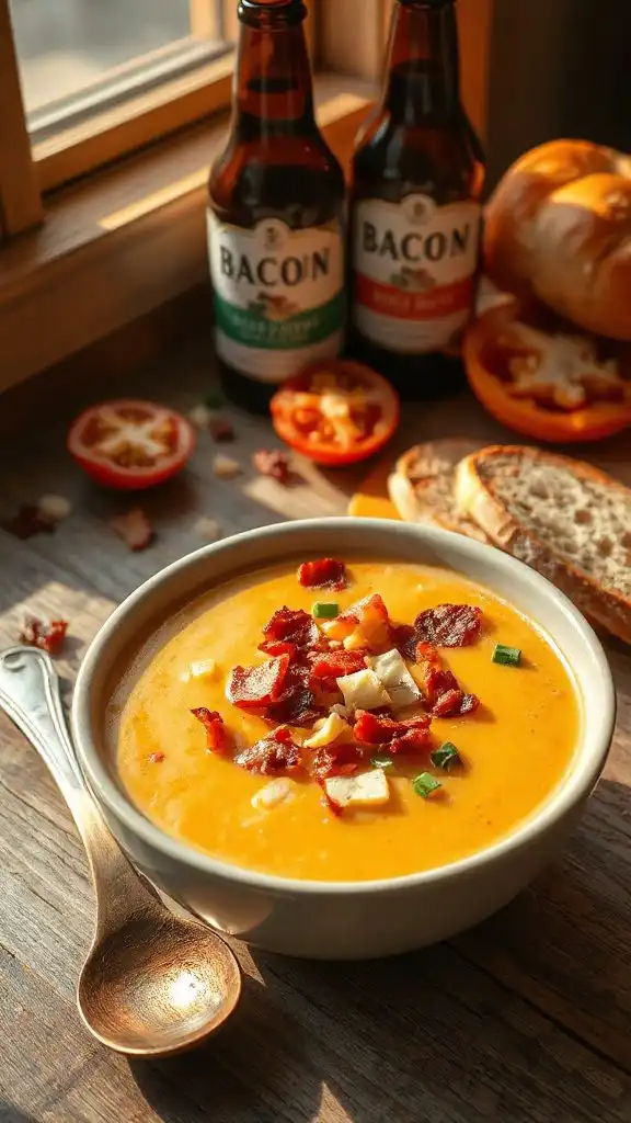 bacon cheddar beer soup