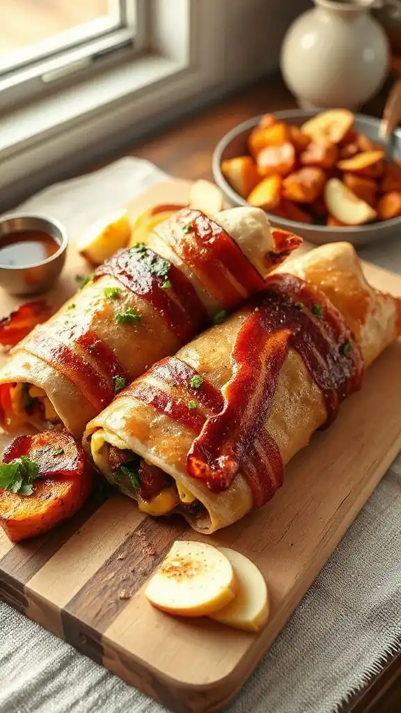 bacon wrapped breakfast burritos