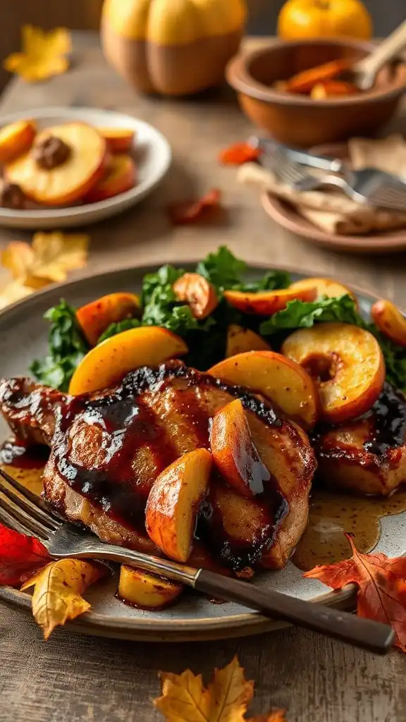 balsamic pork chops and apples
