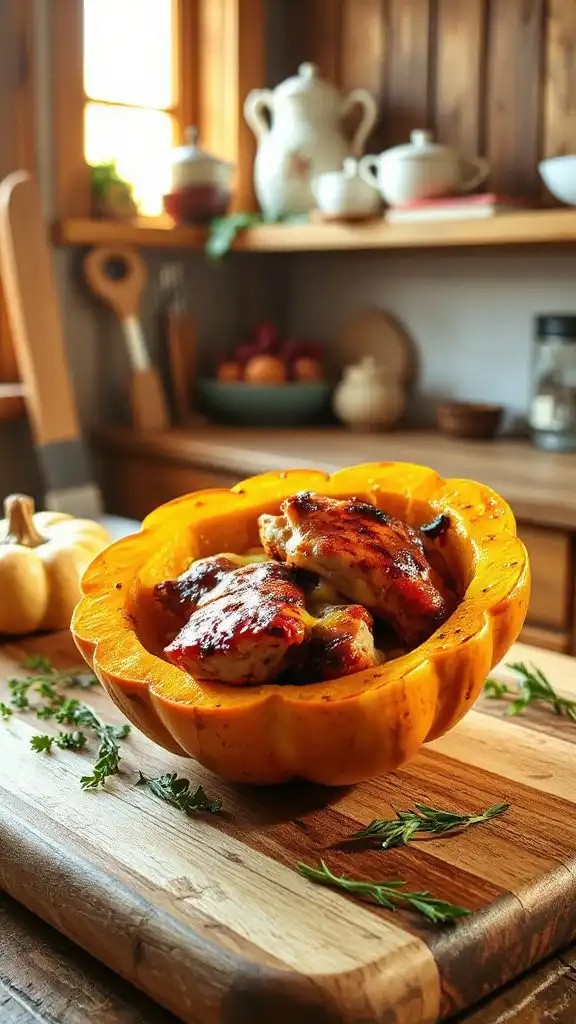 bbq chicken cheese stuffed squash