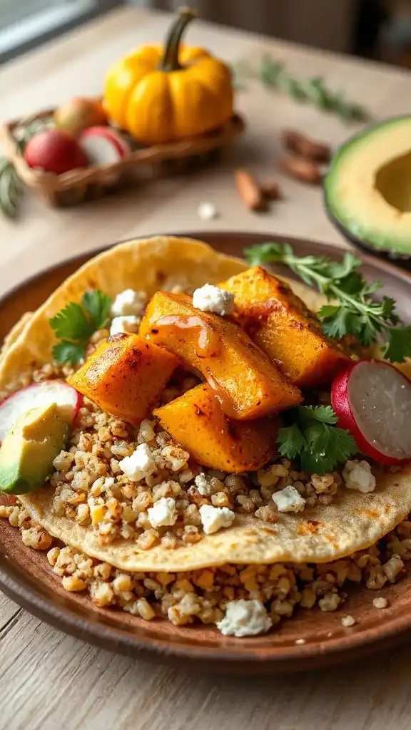 butternut squash quinoa feta tacos