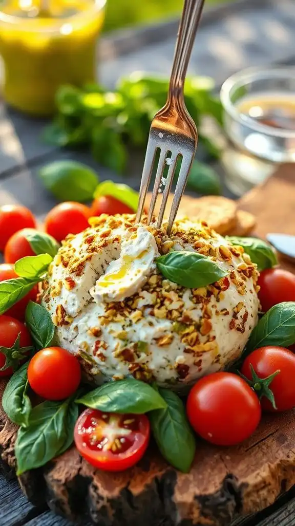 caprese inspired cheese ball appetizer