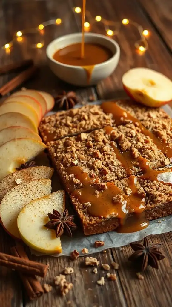 caramel apple crumble bars
