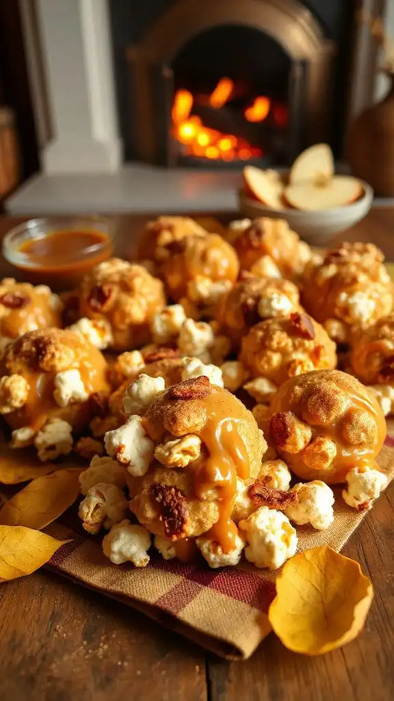 caramel apple popcorn balls