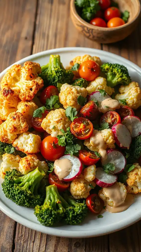 cauliflower broccoli tahini salad