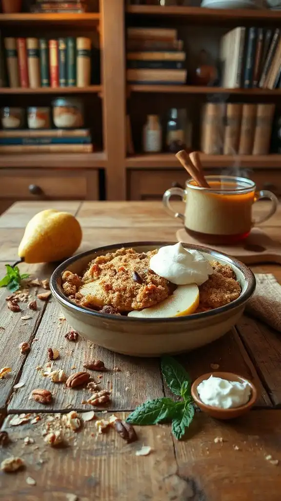 chai spiced pear crumble delight